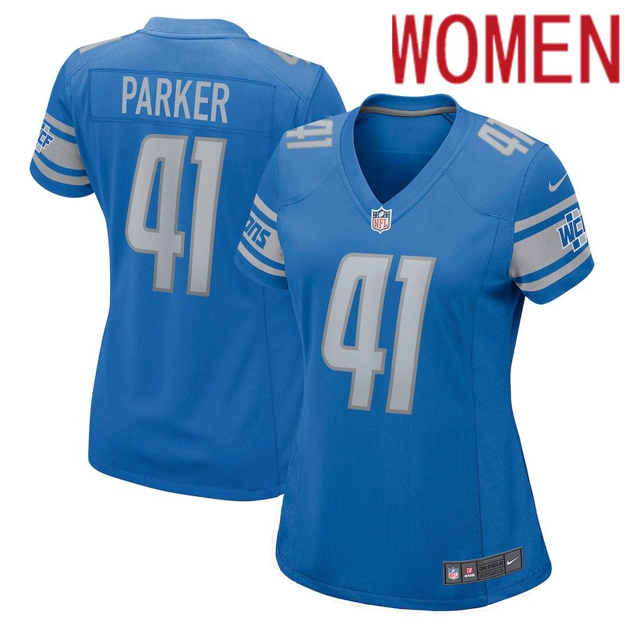 Women Detroit Lions 41 AJ Parker Nike Blue Nike Game NFL Jersey